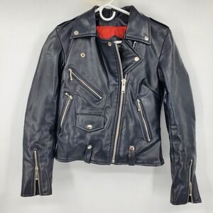Straight To‎ Hell Vegan Commando Moto Jacket Black Small Punk Grunge Goth Edgy